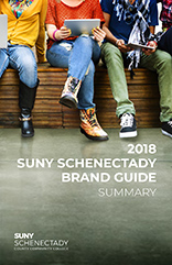 Cover of the SUNY Schenectady Brandbook Light. Links to PDF version of the guidelines.
