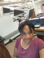 Nkeiru Ubadike in the physics lab at Stony Brook University.