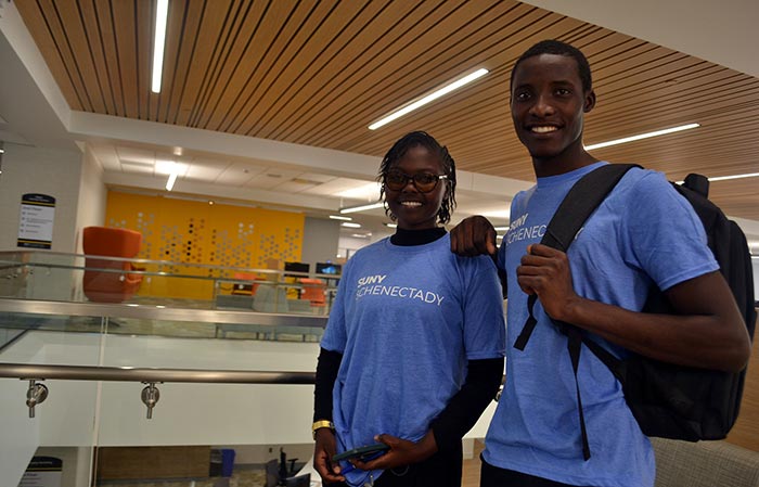 Two students from Zambia, in the Learning Commons.