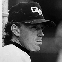 Jay Murphy in a George Washington University baseball uniform.