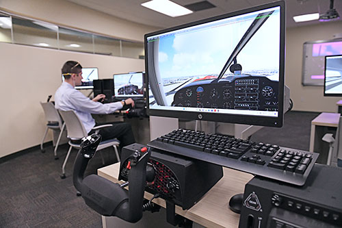 Pilot simulation computer and controls.