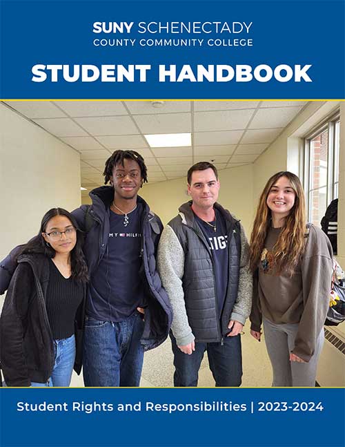Cover of the 2023-2024 SUNY Schenectady Student Handbook. 