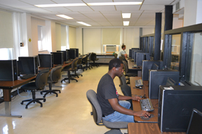 Students working in the main SCCC computer lab.