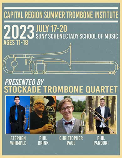 Poster for the Capital Region Summer Trombone Institute, July 17-20, 2023