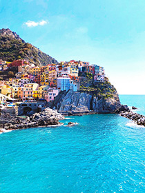 Aerial view of Cinque Terre, Italy.