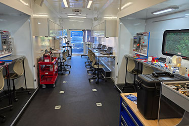 Interior of the manufacturing mobile training unit.