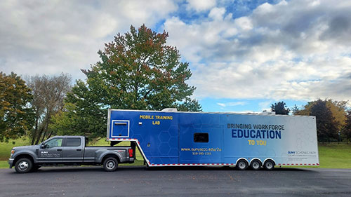 Exterior of one of the mobile training trailers.