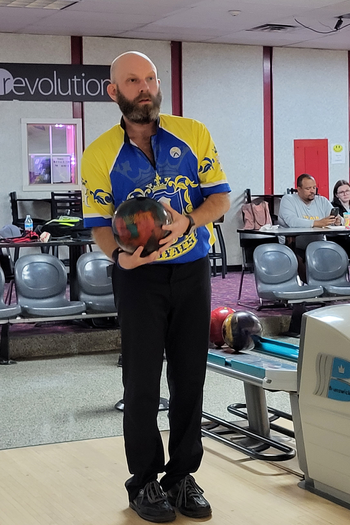 Bowler on lanes, getting ready to bowl