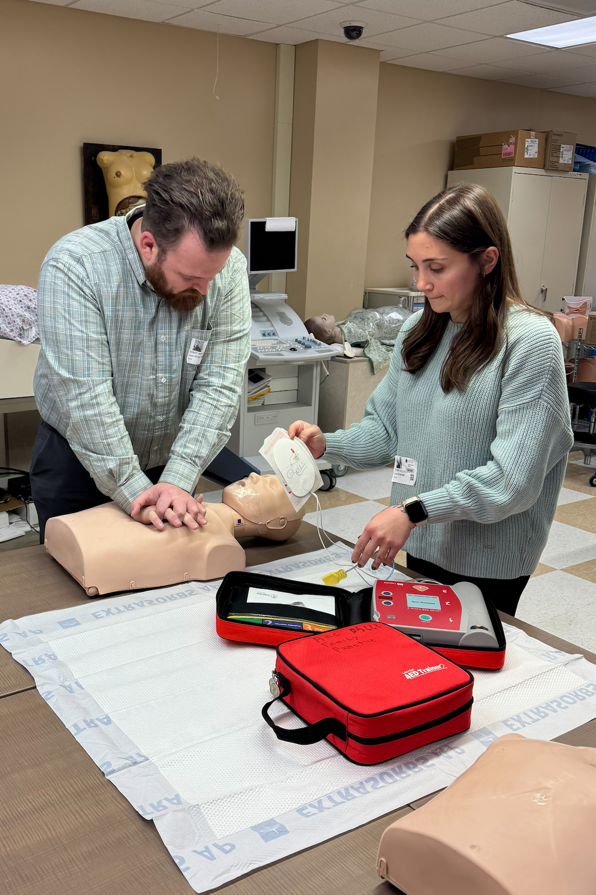 Students doing CPR training