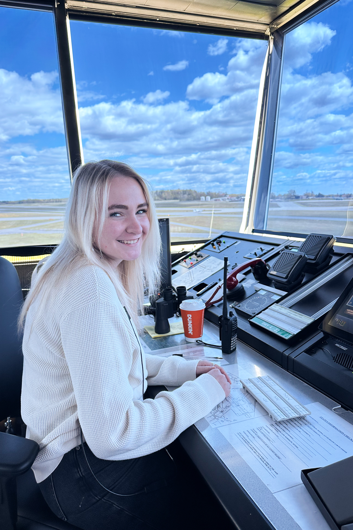 Cailtin Carr in airport tower