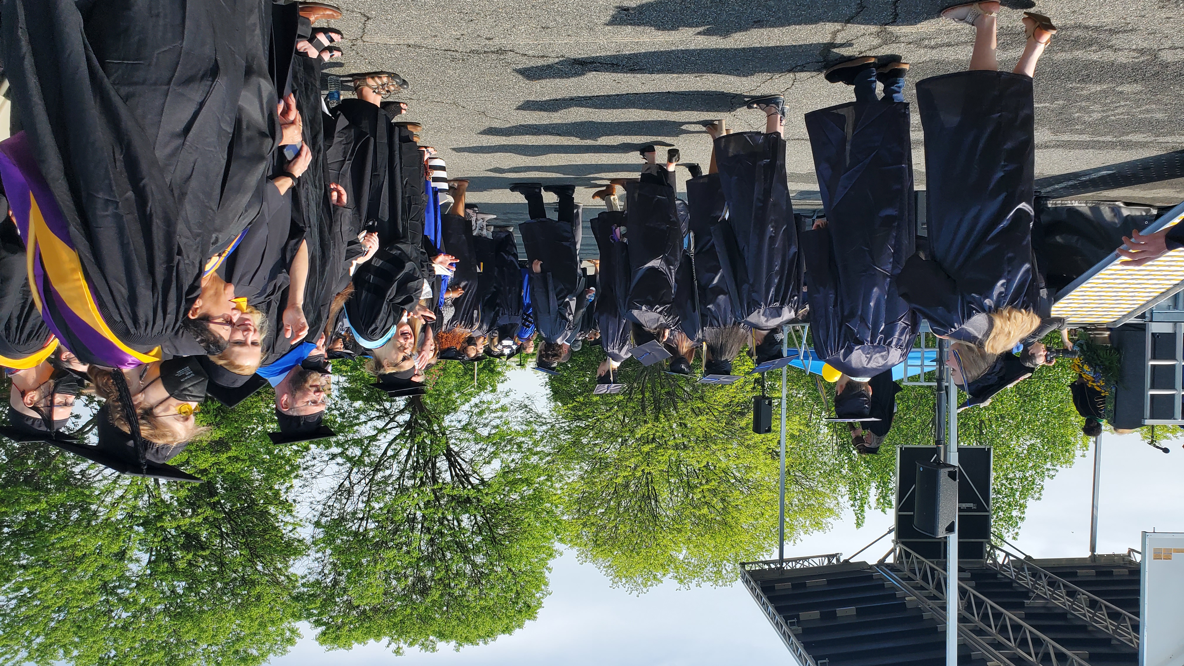 Graduates in line outside