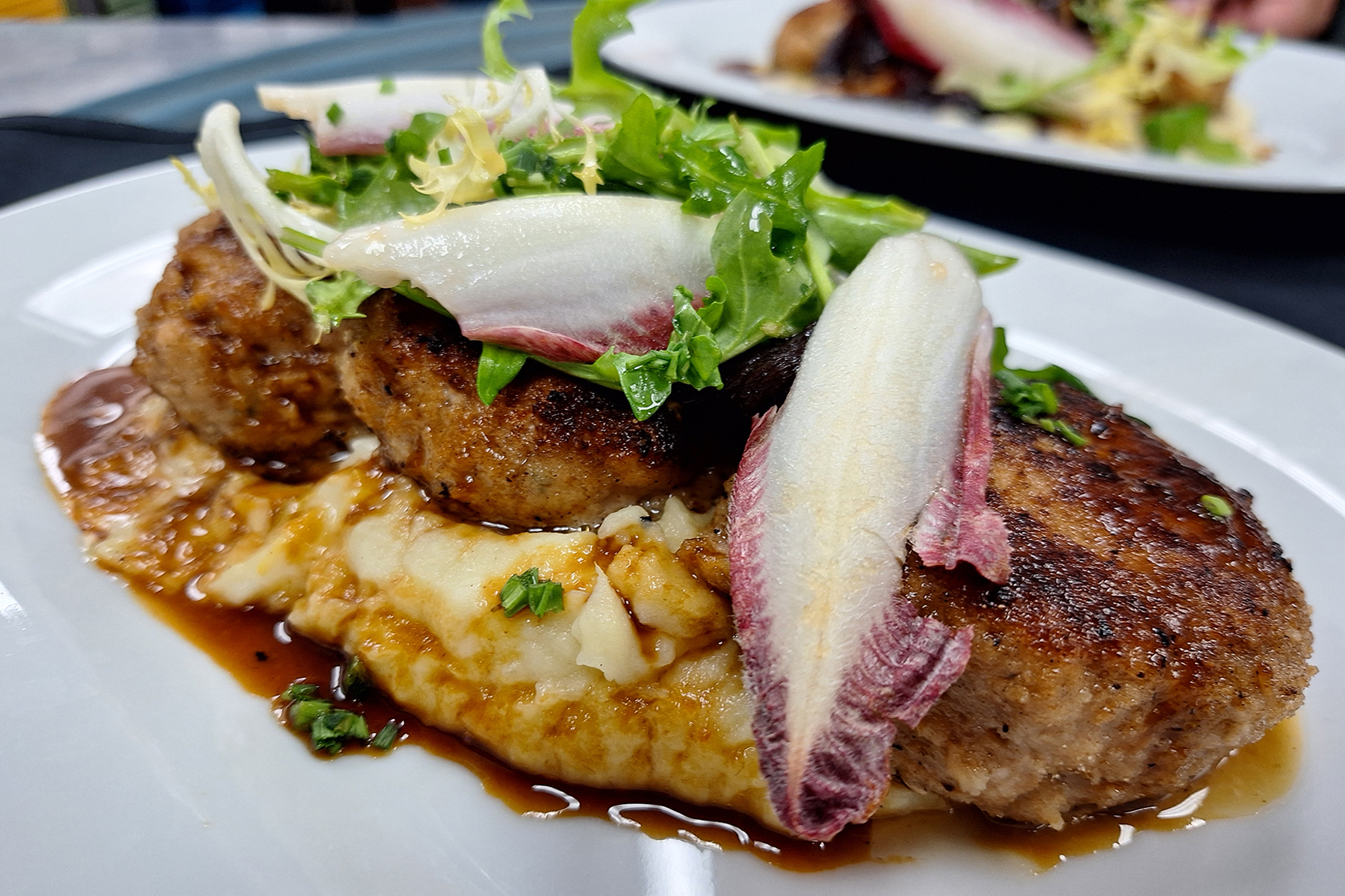 Plate of bangers and mash