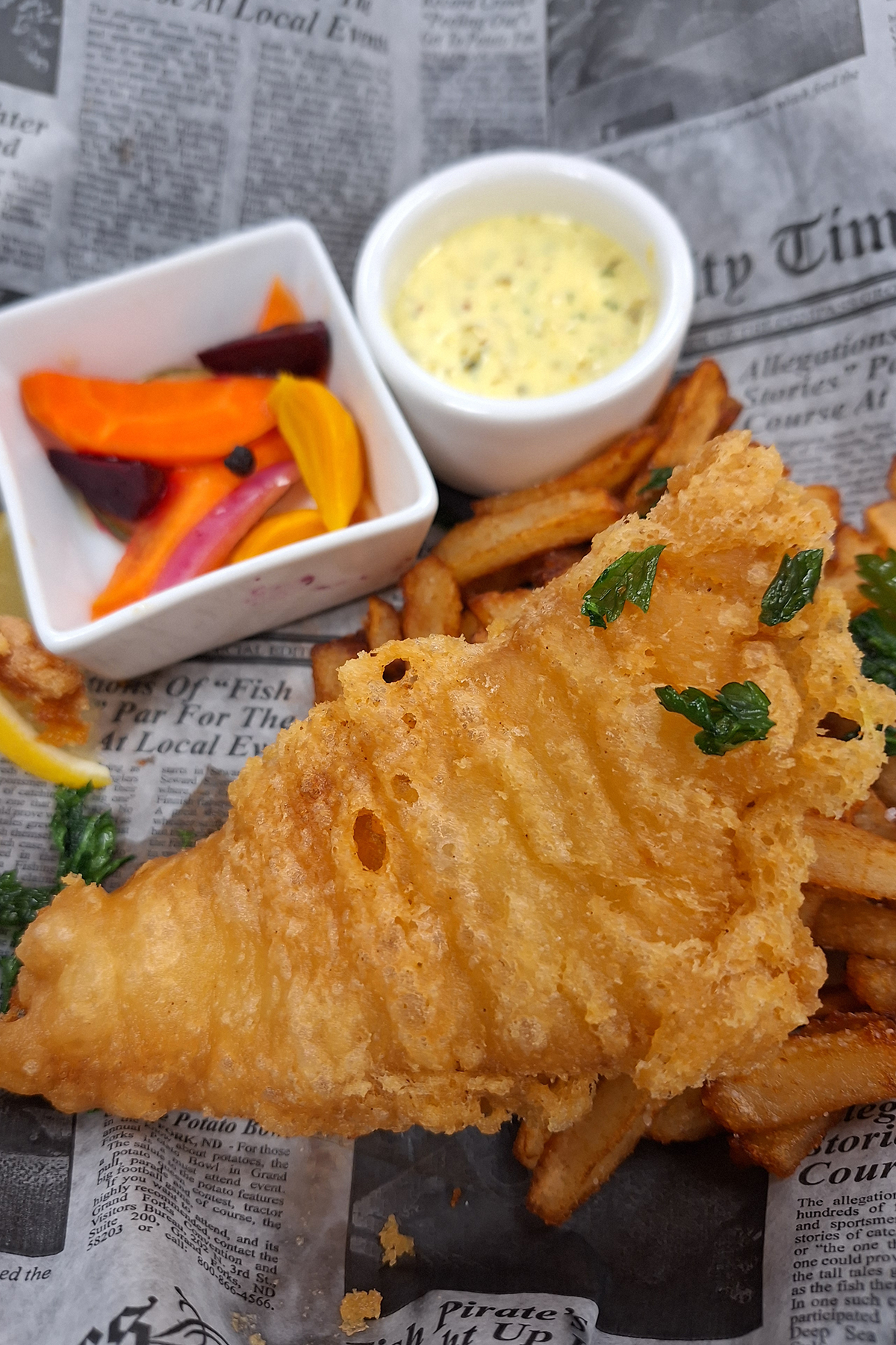 Plate of delicious fish and sides