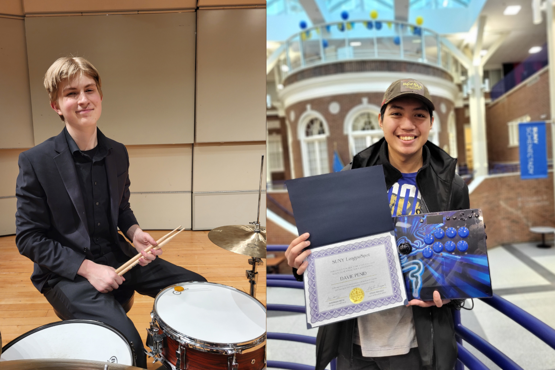 Davie Penid and Niko Nyman on campus, smiling