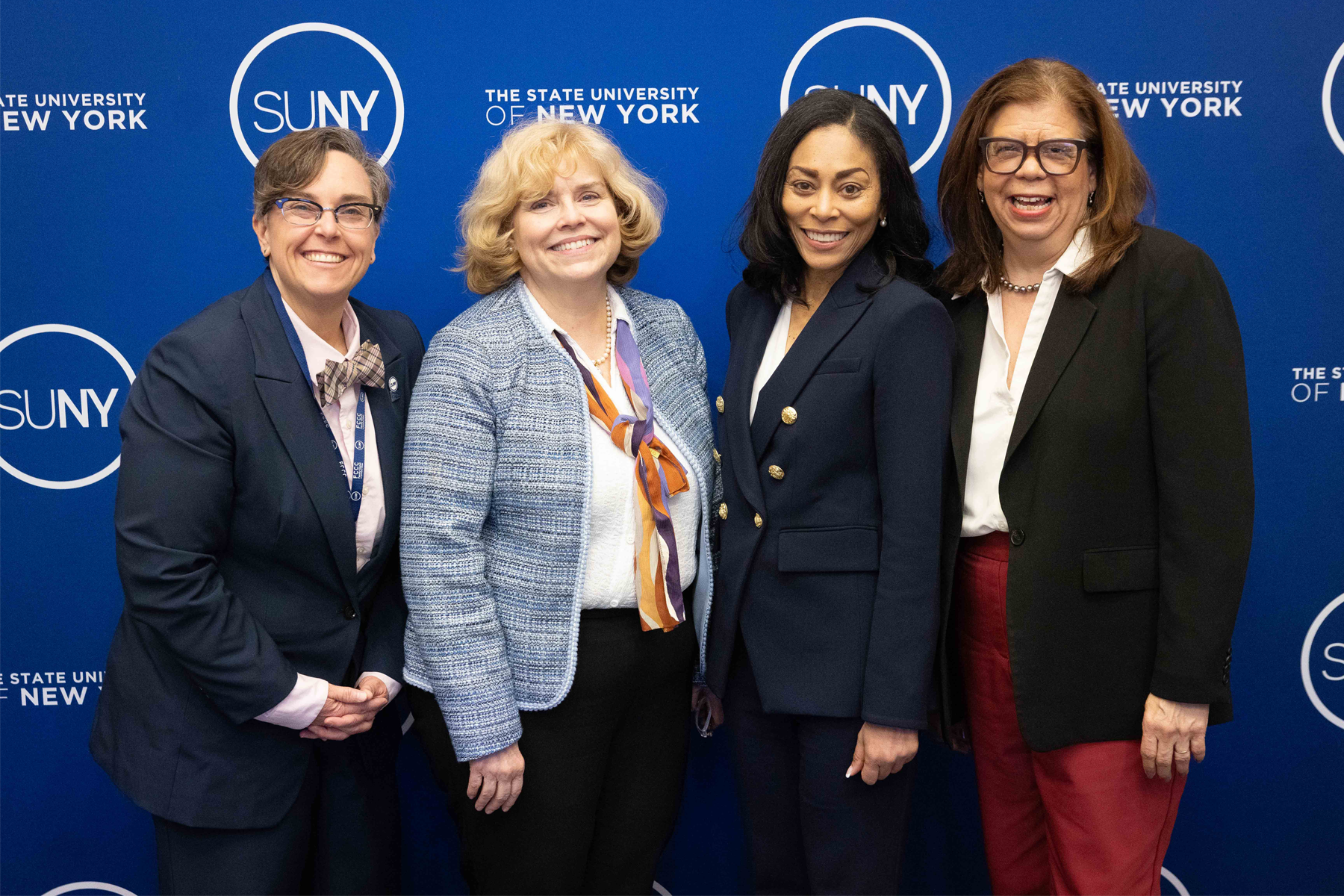 Dr. Nicole Reaves, Chair Fleming Brown, SUNY Trustee Vacin, and Vice Chancellor Dent
