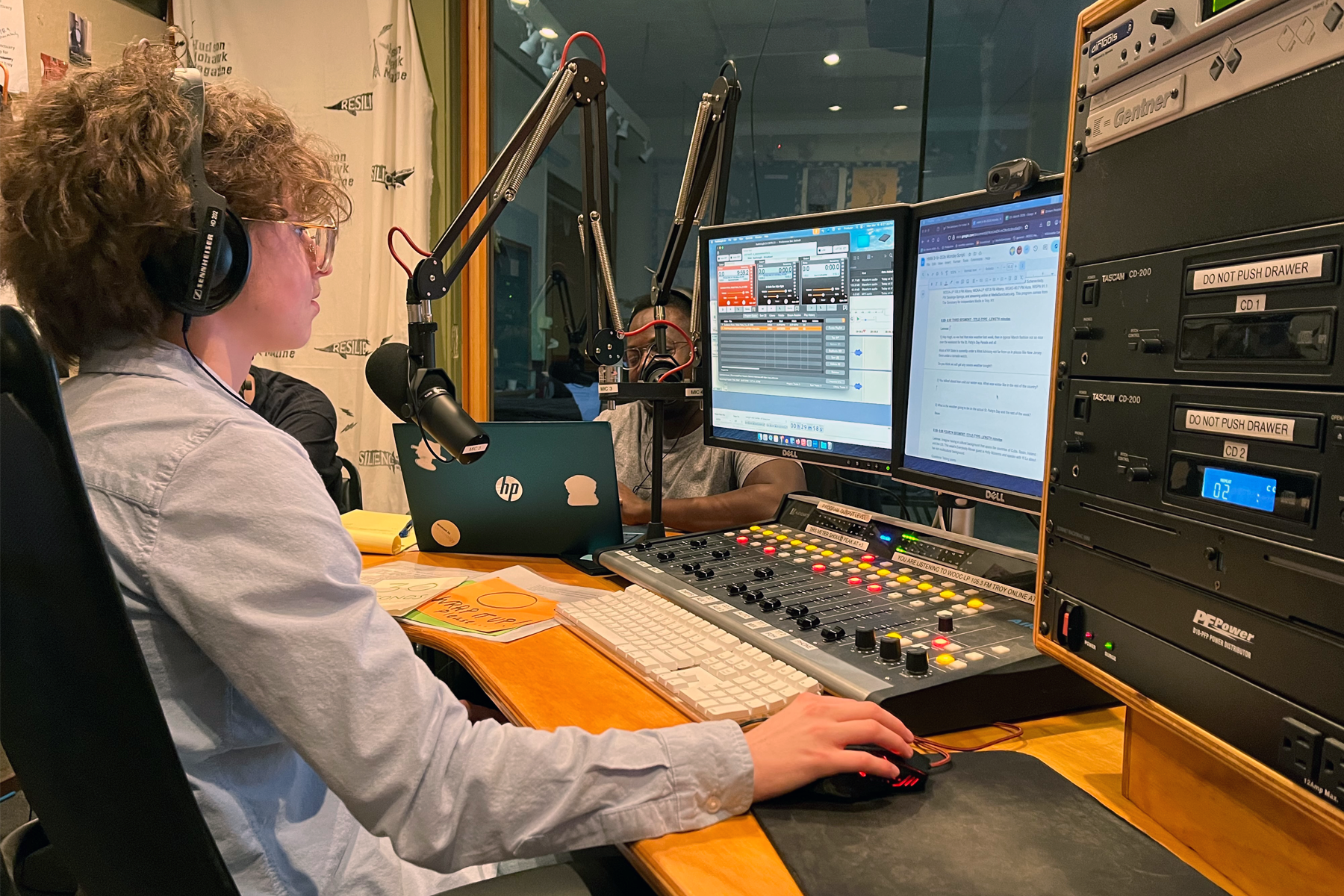 Kalix Sausville sitting at large recording console