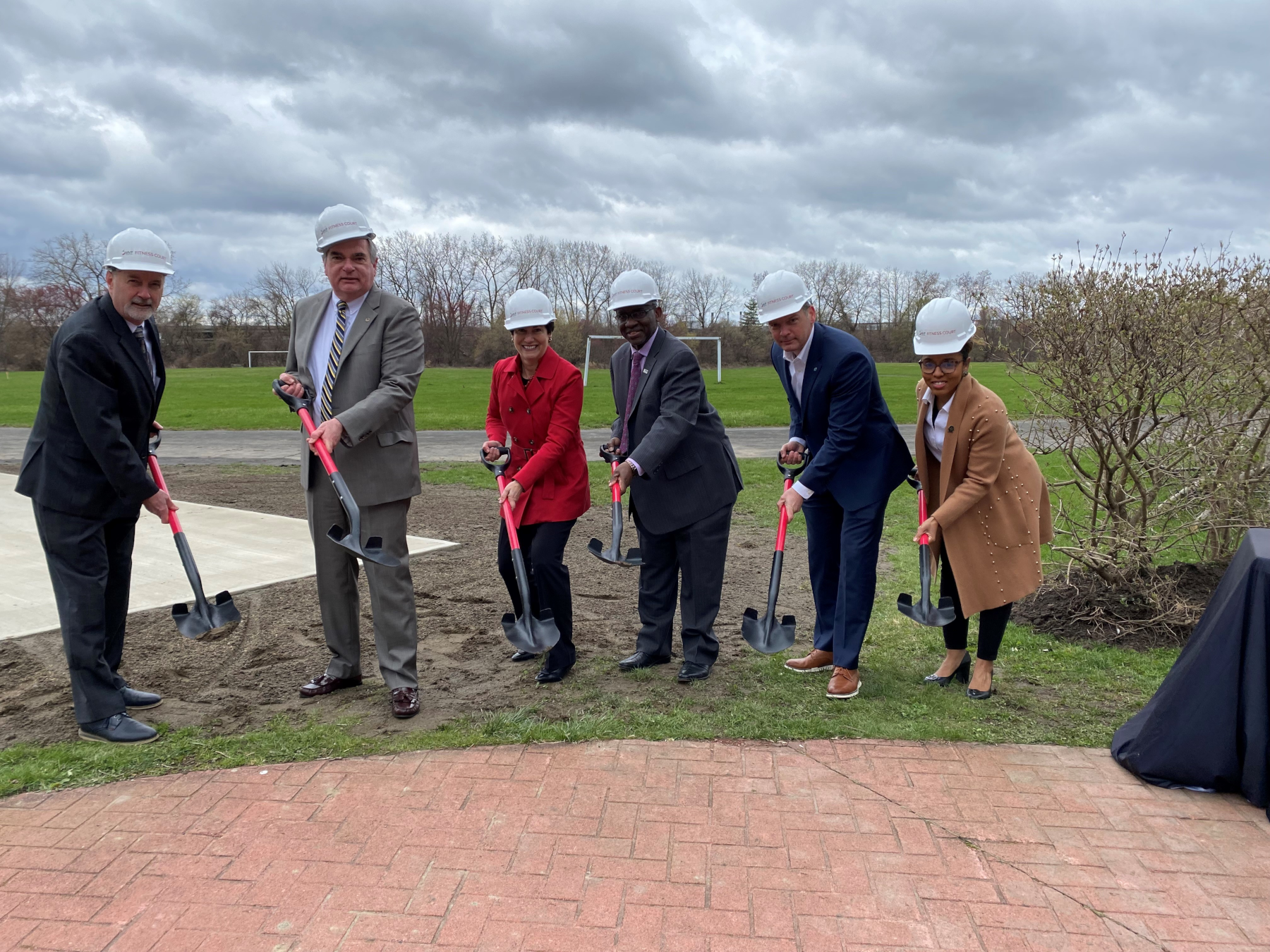 Officials during MVP Health Care Fitness Court groundbreaking. 