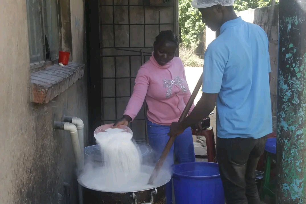 Ngambela Zulu cooking in Zambia