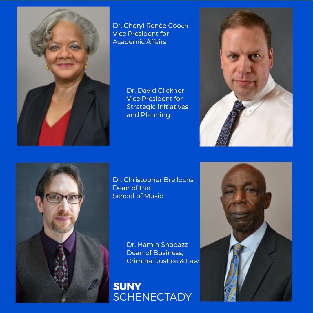 Headshots of Dr. Cheryl Renee Gooch, Dr. David Clickner, Dr. Christopher Brellochs, and Dr. Hamin Shabazz