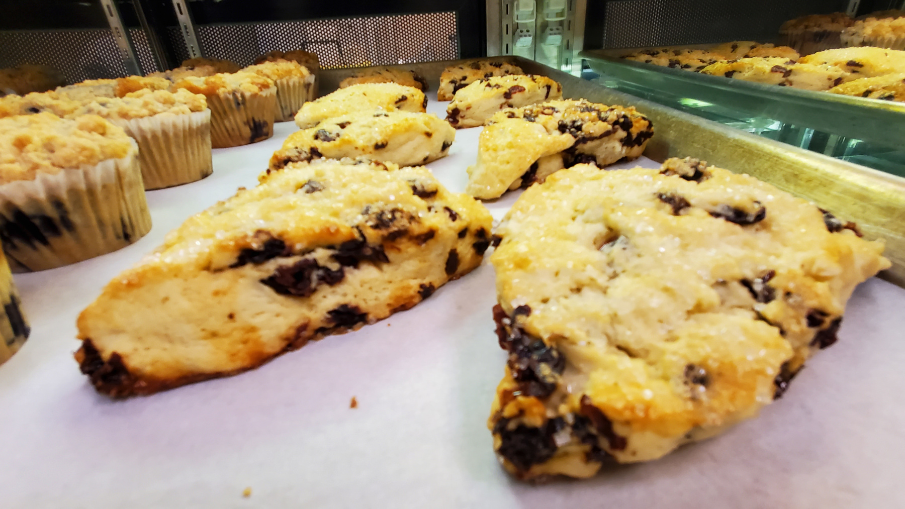 Scones in bakery case