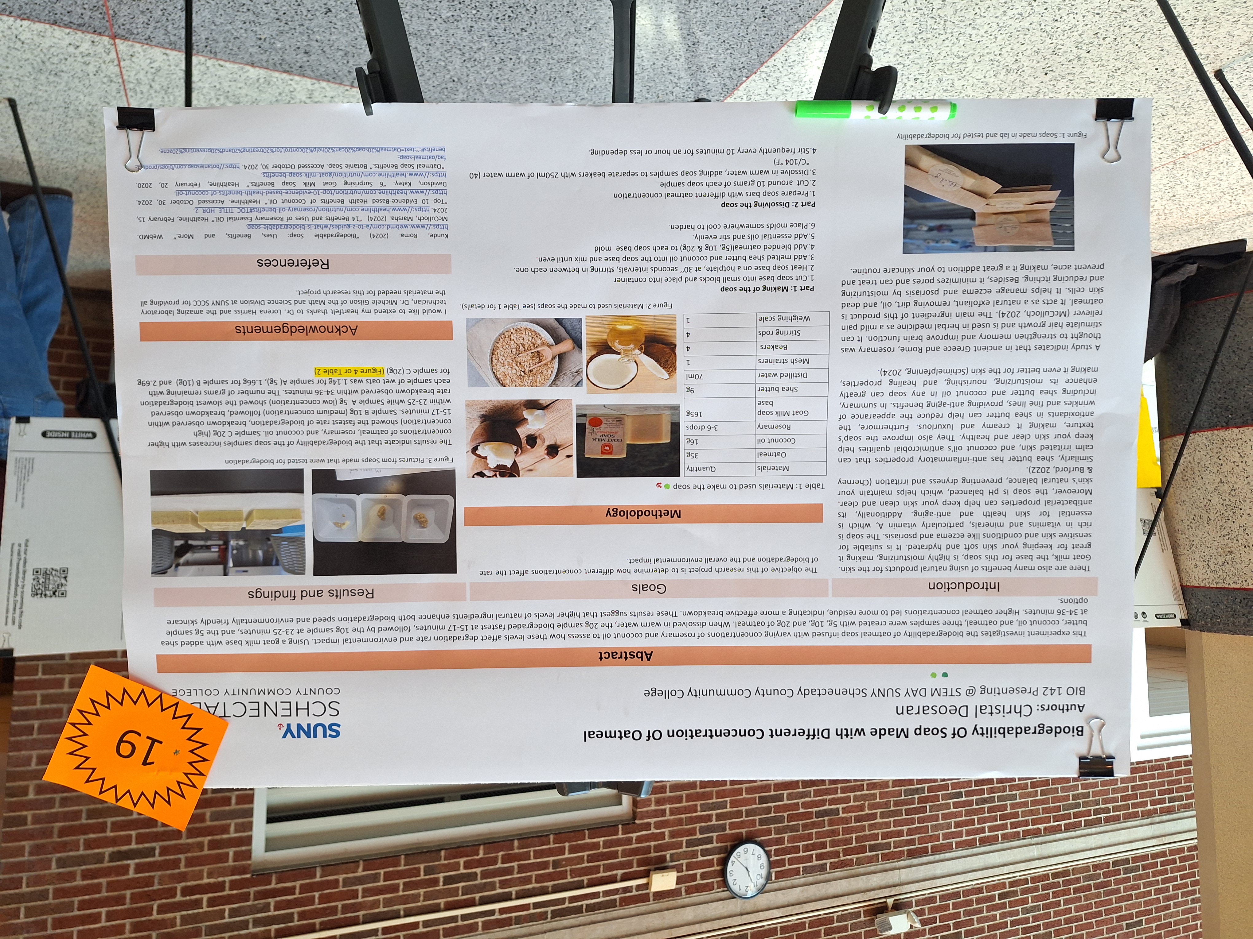 Research poster on easel