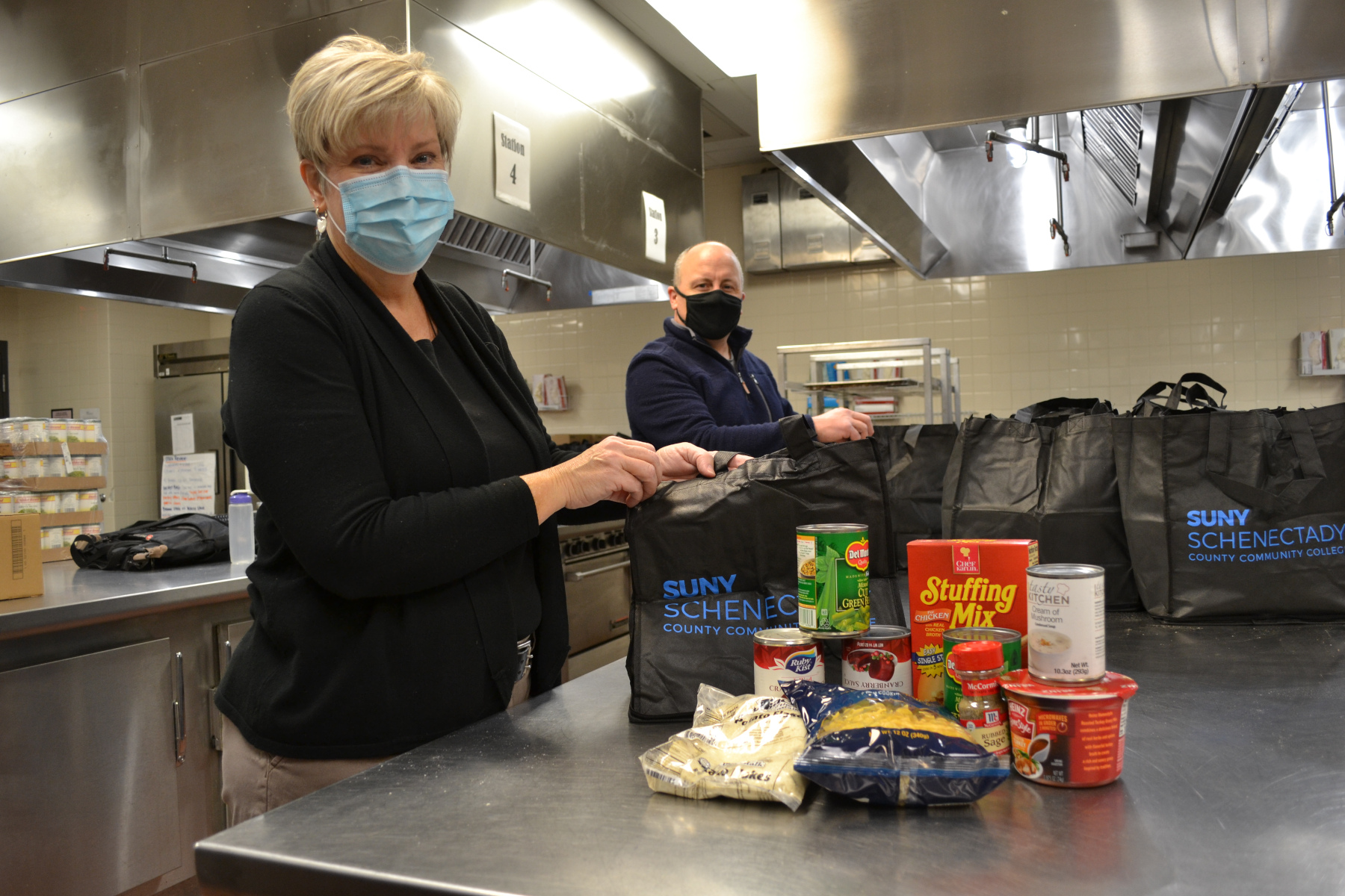 Staff preparing Thanksgiving Meal Kits November 2020