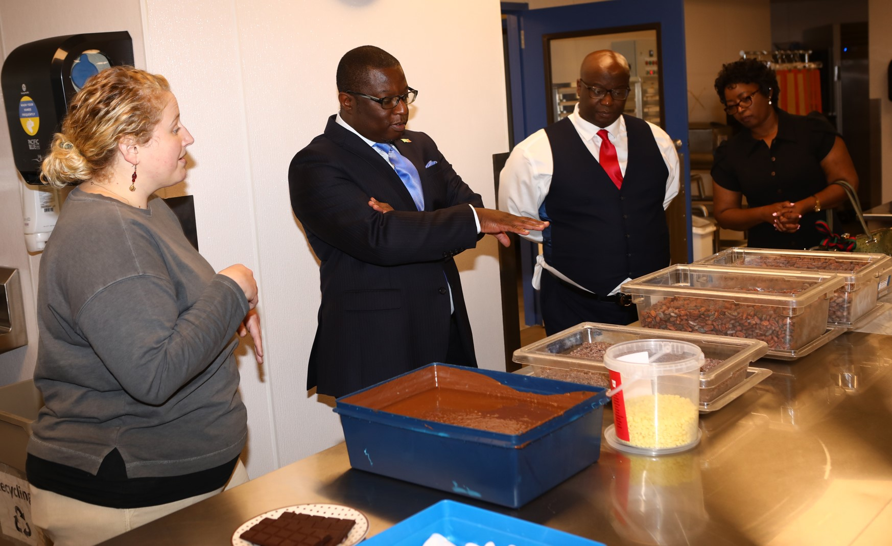 H.E. Amb. Dr. Chola Milambo tours the Confections Lab