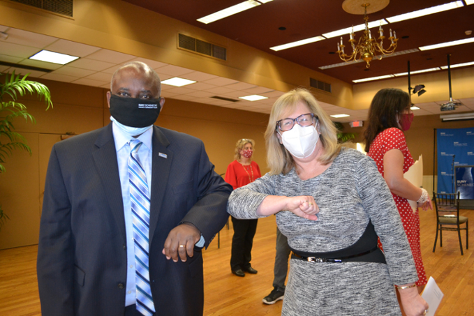 Dr. Steady Moono, President, SUNY Schenectady, and Patti Vitale, Head of School, Brown School