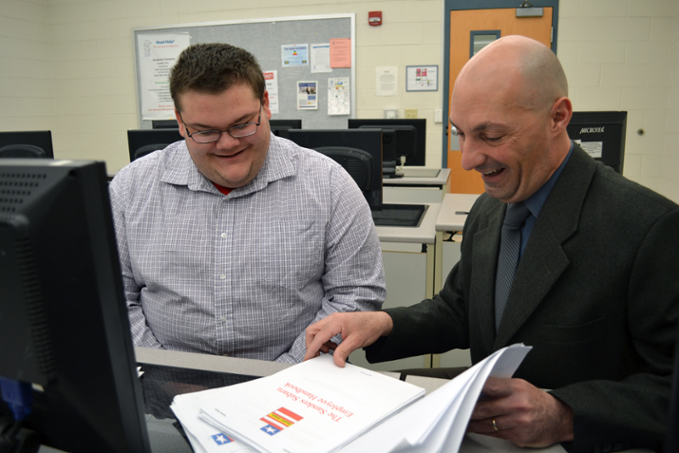 Student David Sanders with Professor Matt Farron