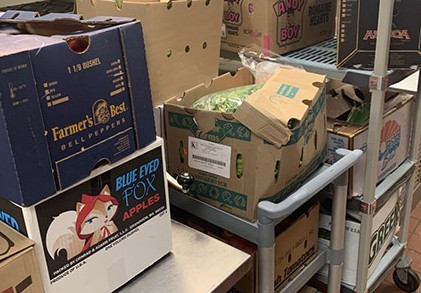 Boxes of perishable items to be donated
