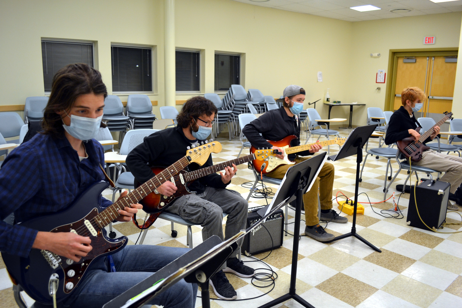 Guitar ensemble rehearsing
